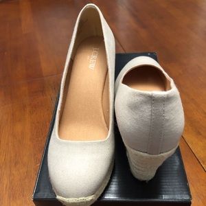 J. Crew canvas espadrille wedges in flax